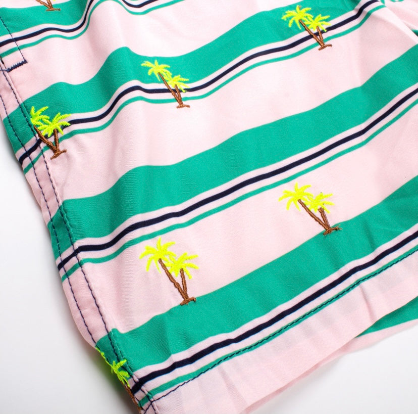 Embroidered Palm Trees Swim Trunks