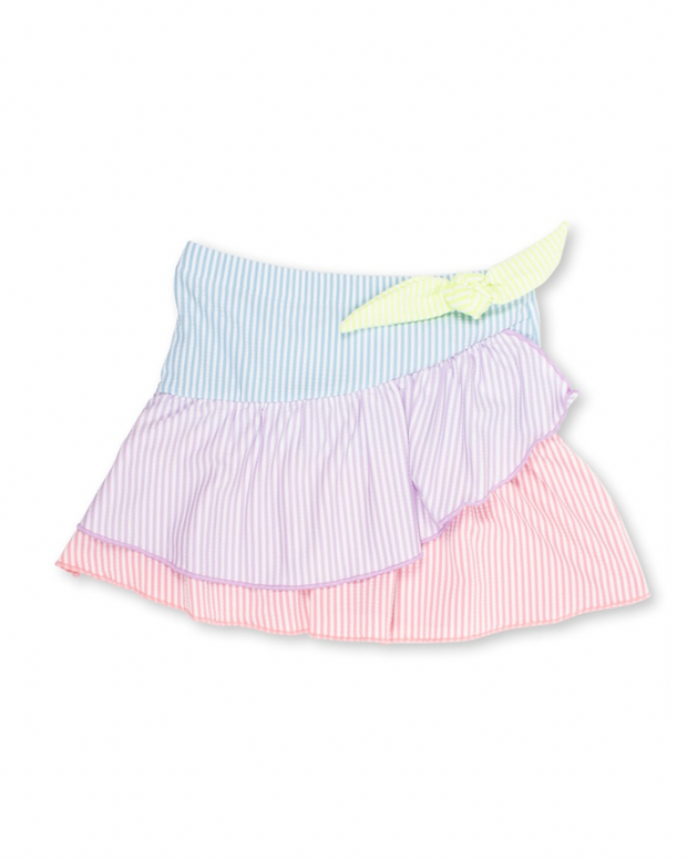 Tiered Ruffle Skirt  Seersucker Colorblock